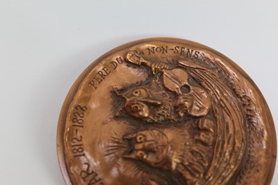 Lot 1847 - *Ronald Searle (1920-2011) bronze medallion - Edward Lear 1812-1888, Pere Du Non-Sens 
Provenance:  Chris Beetles Ltd, London