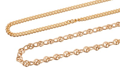 Lot 1988 - Two 9ct yellow gold chains