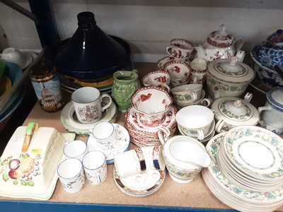Lot 185 - Large quantity of mixed china, including a Royal Doulton pig, Coalport tea wares, Chinese rice pattern tea wares, Chinese crackle glaze vases and jars, etc, together with a small quantity of silver...