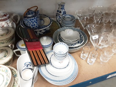 Lot 185 - Large quantity of mixed china, including a Royal Doulton pig, Coalport tea wares, Chinese rice pattern tea wares, Chinese crackle glaze vases and jars, etc, together with a small quantity of silver...