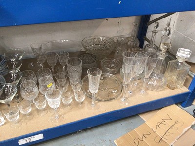 Lot 186 - Quantity of antique and later glassware, including decanters, wine glasses, etc