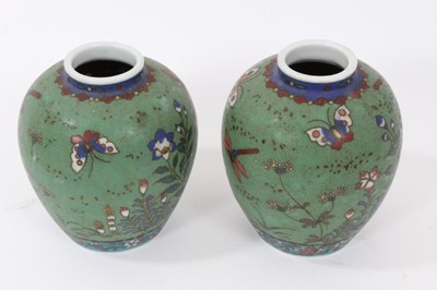 Lot 124 - Pair of Japanese pottery vases with character marks to bases