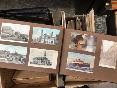 Lot 206 - Two boxes of ephemera, including postcards, photographs, stamps, scrap books, etc