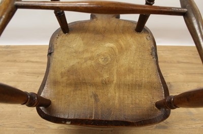 Lot 1171 - Mid 19th century elm and fruitwood stick back Windsor chair