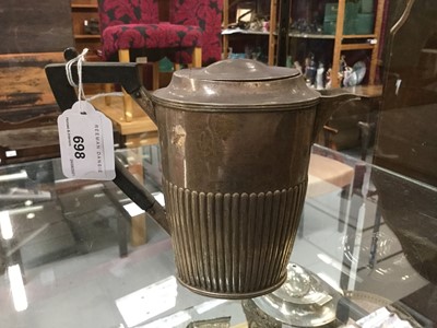 Lot 698 - Victorian silver hot water pot with fluted decoration (marked rubbed)