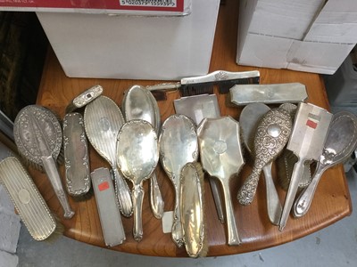 Lot 701 - Collection of twenty silver backed brushes and mirrors (20)