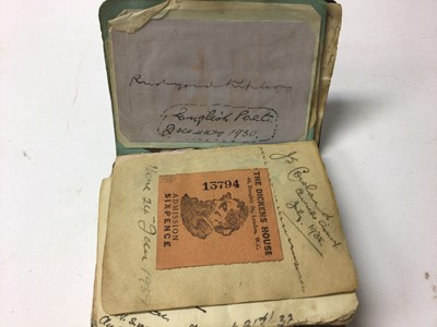 Lot 1442 - Autograph album to include Sir Winston Churchill, Anthony Eden, Rudyard Kipling, Sir Philip Game and others (listing enclosed), together with another of actors and theatre stars (2 albums)