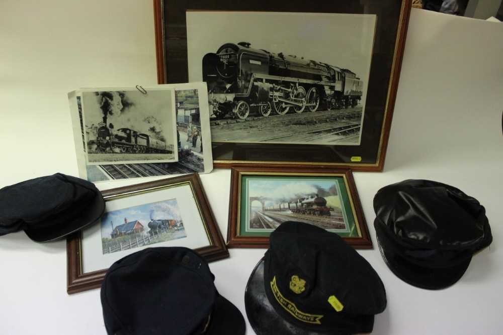 Lot 2401 - Group of Railway related caps and photographs