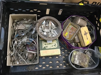 Lot 708 - Ex. Silversmiths stock- One box containing a large quantity of scrap silver and white metal fragments (qty)