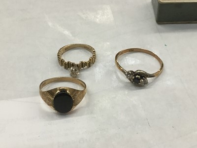 Lot 709 - Three ladies 9ct gold dress rings