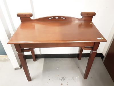 Lot 1075 - Mahogany side table with pierced ledge back on square legs