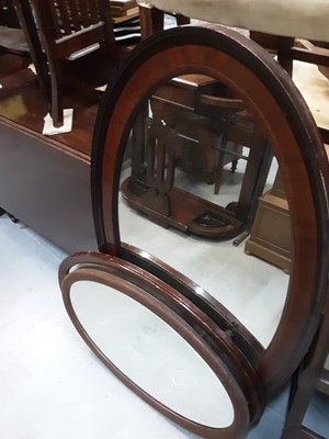 Lot 1079 - Edwardian inlaid mahogany framed oval wall mirror, and two other mirrors (3)
