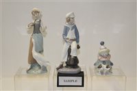 Lot 1023 - Eight Lladro porcelain figures and animals...