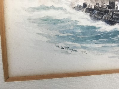 Lot 223 - William Stephen Tomkin (1861-1940) watercolour - Destroyers at Sea, signed and dated 1902
