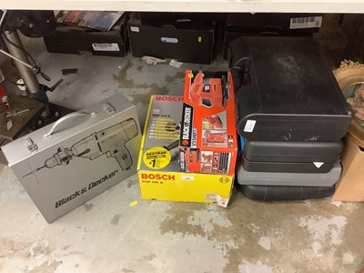 Lot 344 - Black & Decker drill, Dremil, Hot Air Gun and other cased tools