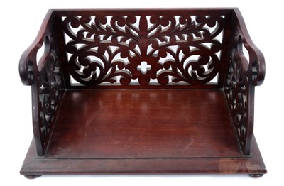 Lot 754 - Good 19th century mahogany book carrier with fretwork sides
