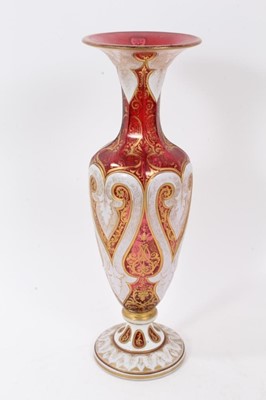 Lot 41 - Good quality 19th century ruby and gilded white overlay vase