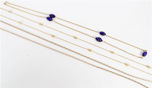 Lot 3292 - Gold (9ct) belcher chain, gold (9ct) chain...