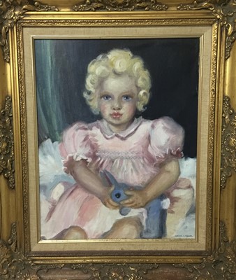 Lot 256 - Hazel Calder-Brooke, early 20th century, oil on board - portrait of a child, 'Sandra', the artist niece, signed, in gilt frame