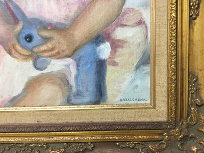 Lot 222 - Hazel Calder-Brooke, early 20th century, oil on board - portrait of a child, 'Sandra', the artist niece, signed, in gilt frame