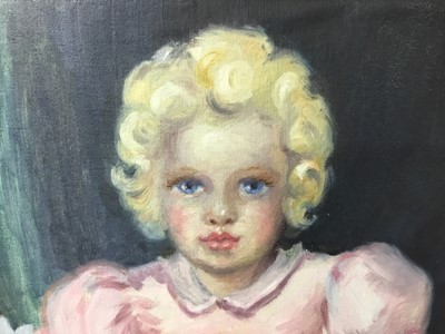 Lot 344 - Hazel Calder-Brooke, early 20th century, oil on board - portrait of a child, 'Sandra', the artist niece, signed, in gilt frame