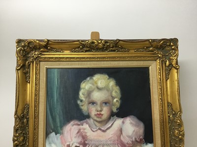 Lot 344 - Hazel Calder-Brooke, early 20th century, oil on board - portrait of a child, 'Sandra', the artist niece, signed, in gilt frame