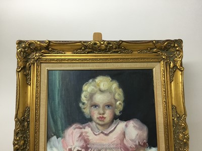 Lot 222 - Hazel Calder-Brooke, early 20th century, oil on board - portrait of a child, 'Sandra', the artist niece, signed, in gilt frame