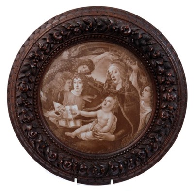 Lot 762 - Finely carved 19th century walnut circular frame