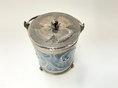 Lot 1157 - Doulton lambeth biscuit barrel of good colour and design, Potters mark beneath