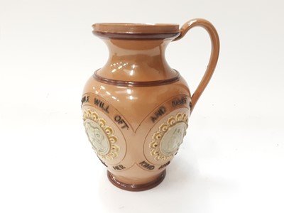 Lot 1156 - Single Doulton Lambeth jug with poignant text 'That a smile not sweeten'