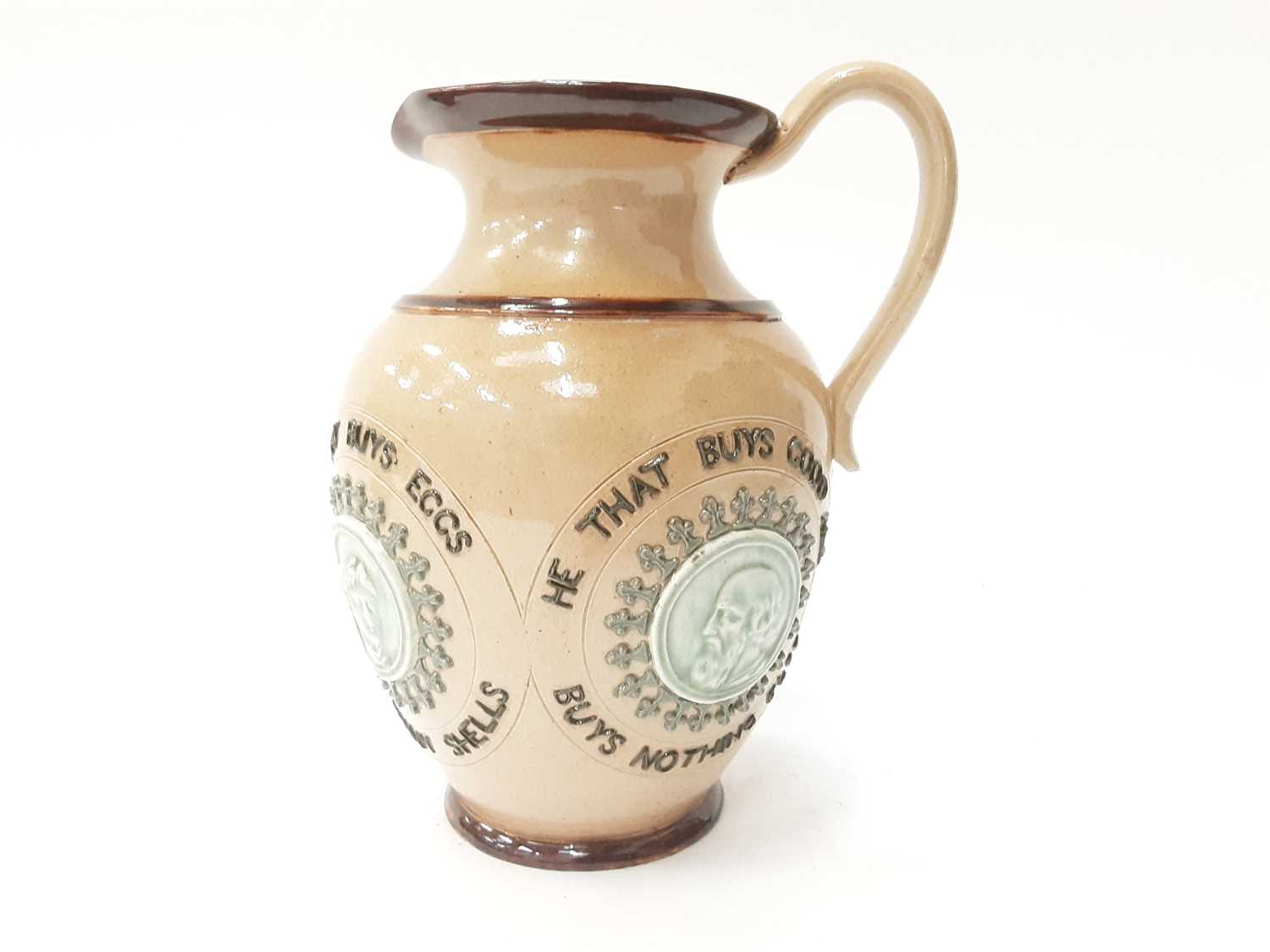 Lot 1154 - Doulton Lambeth jug 'He that buys eggs'