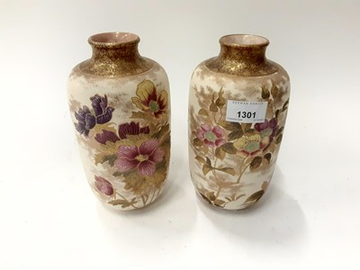 Lot 1301 - Pair of Victorian Doulton Lambeth, marked U.S patent vases