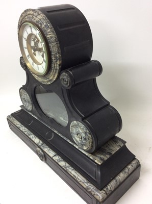 Lot 111 - Large 19th Century marble mantel clock with a visible escapement