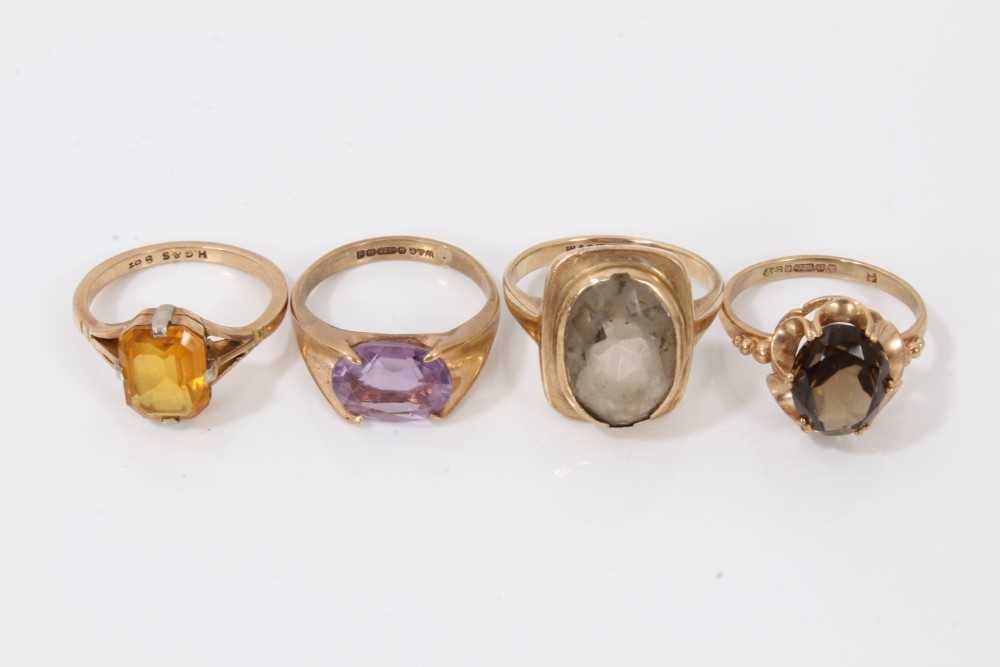 Lot 20 - Four 9ct gold gem set rings