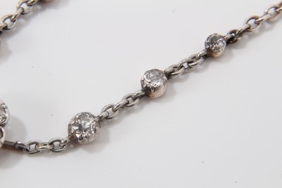 Lot 221 - Victorian style old cut diamond flower pendant necklace