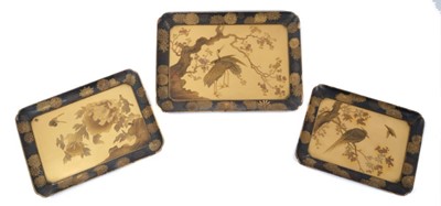 Lot 756 - Set of three 19th Century Japanese lacquered trays