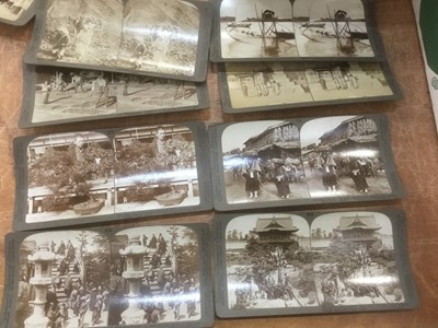 Lot 1594 - Good collection of stereoscopic cards, various subjects including a quantity of Japanese people, activities, river scenes street scenes