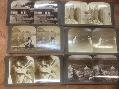 Lot 1594 - Good collection of stereoscopic cards, various subjects including a quantity of Japanese people, activities, river scenes street scenes