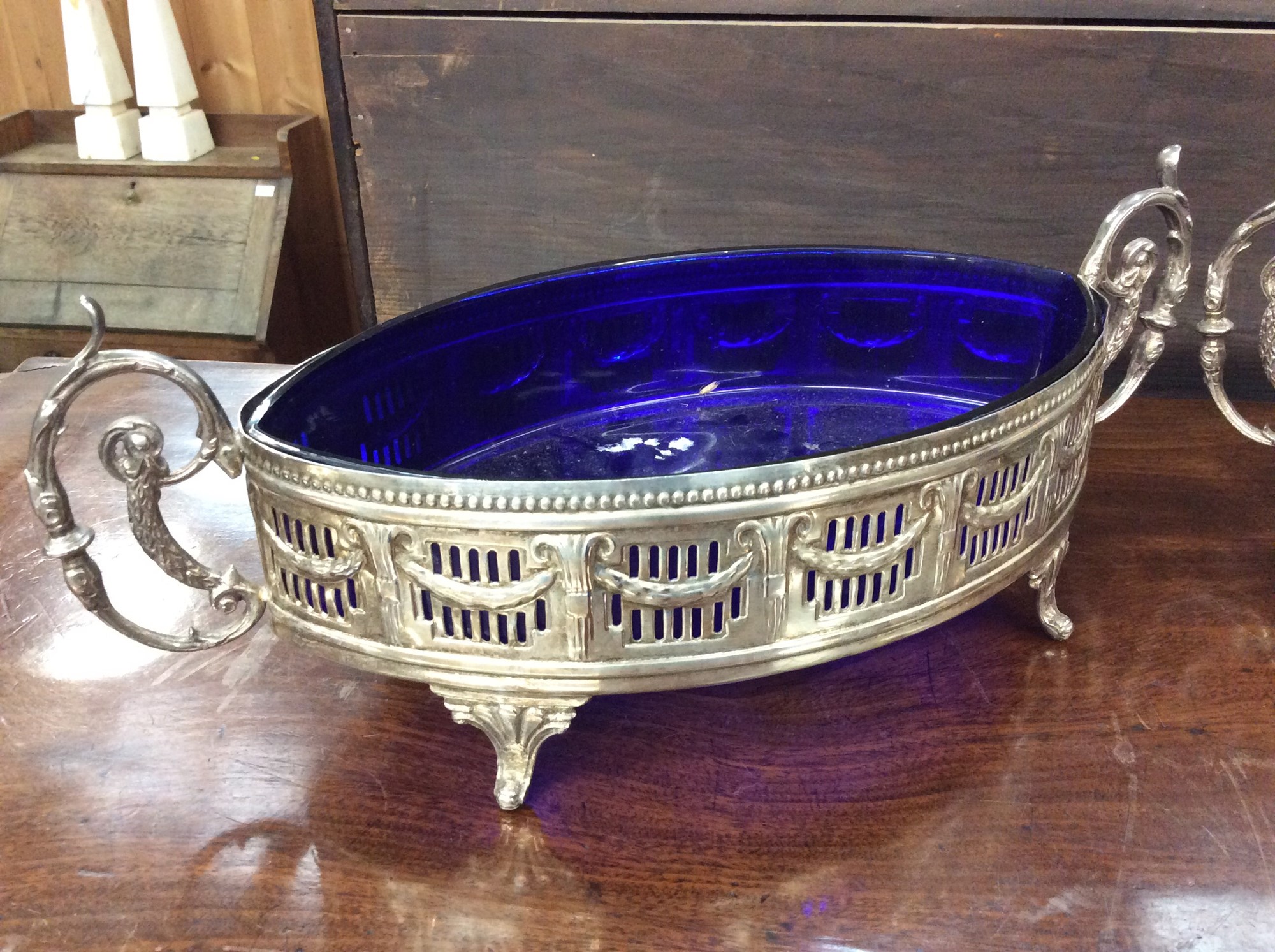 Lot 353 Pair19th century silver plated fruit bowls