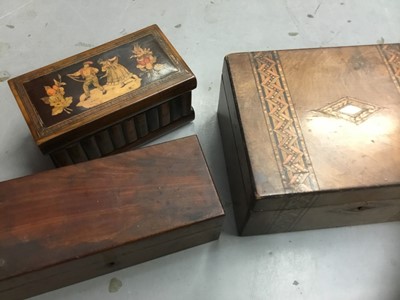 Lot 234 - Neoplitan inlaid box, various contents and two further boxes