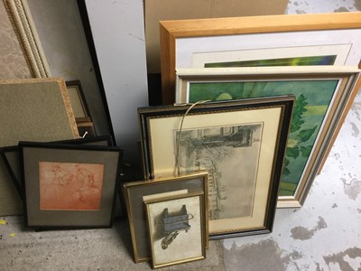 Lot 359 - Early 20th century watercolour study of a bridge together with other pictures and prints