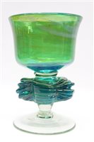 Lot 2086 - Large Mdina trailed glass goblet / chalice -...