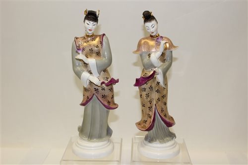 Lot 1038 - Two Royal Worcester figures - Japanese Geishas,...