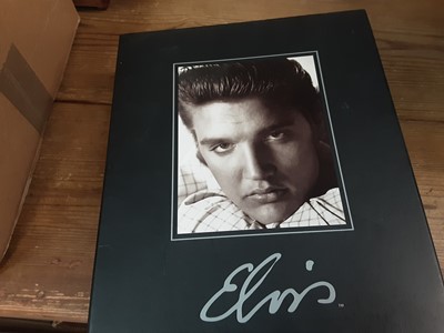 Lot 466 - Three Elvis Presley records, other Elvis memorabilia, ephemera and sundries - 2 boxes