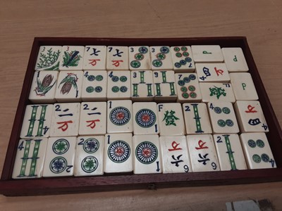 Lot 249 - Chinese bone and bamboo mahjong set in fitted case