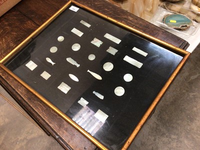 Lot 589 - Framed collection of Chinese mother of pearl counters