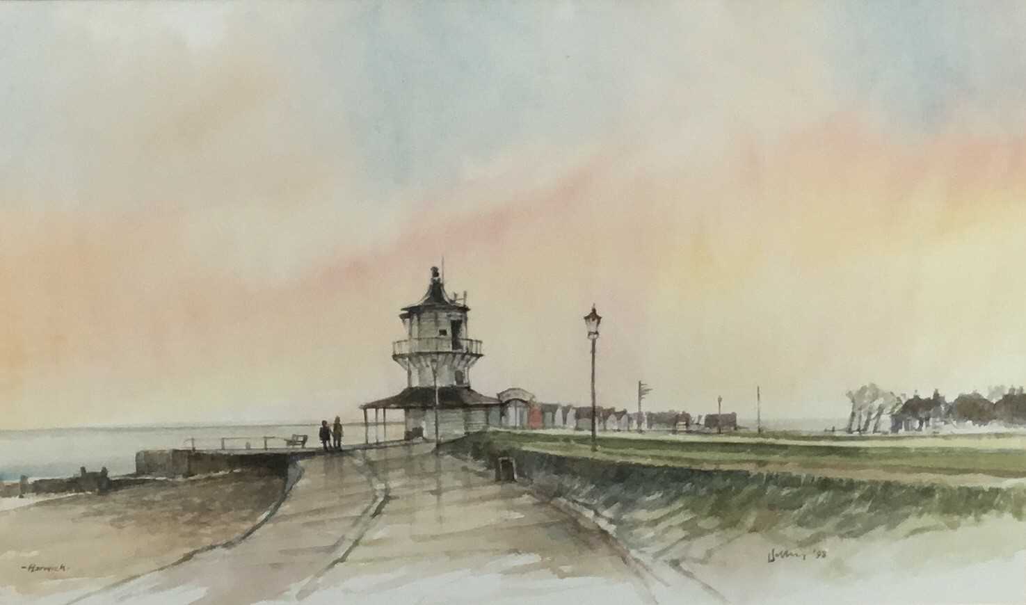 Lot 14 - Terry Jeffrey watercolour study- Harwich, signed and dated 1998, in glazed frame