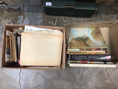 Lot 590 - Box of stamps and coins, and a box of books