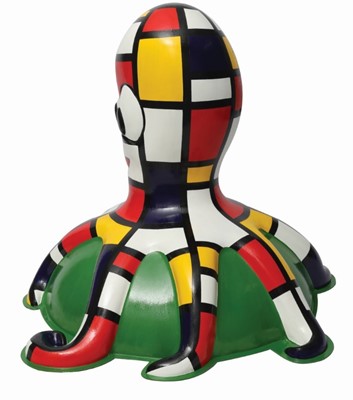 Lot 33 - Mondrianopus by Rodney Byrd – Abstract colourful outlined block design inspired by the works of Mondrian