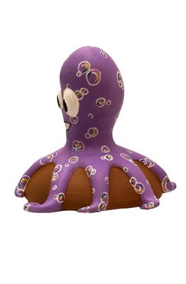 Lot 13 - Bubs by Alana Fensom – The smallest octopus, with body in light purple covered in bubbles, on stone base